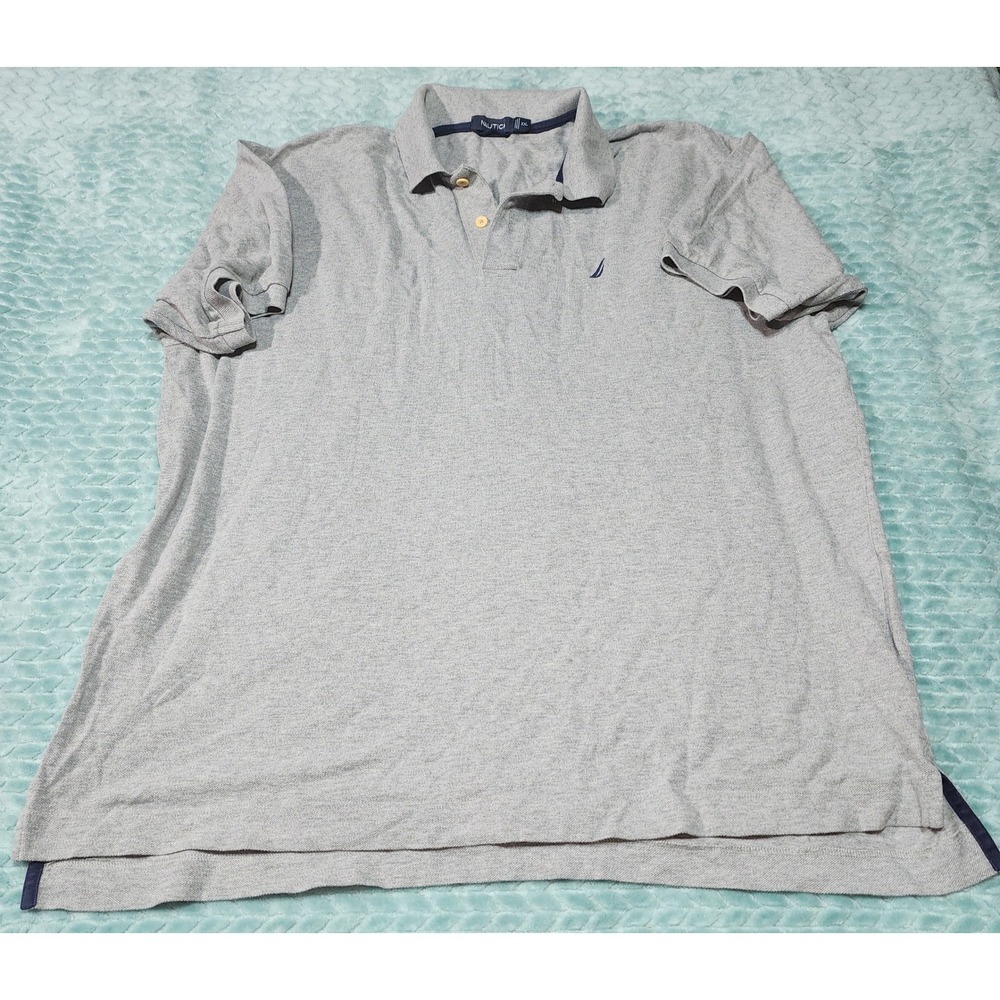 Nautica Mens XXL Heather Gray Cotton Pique Short Sleeve Logo Polo Shirt